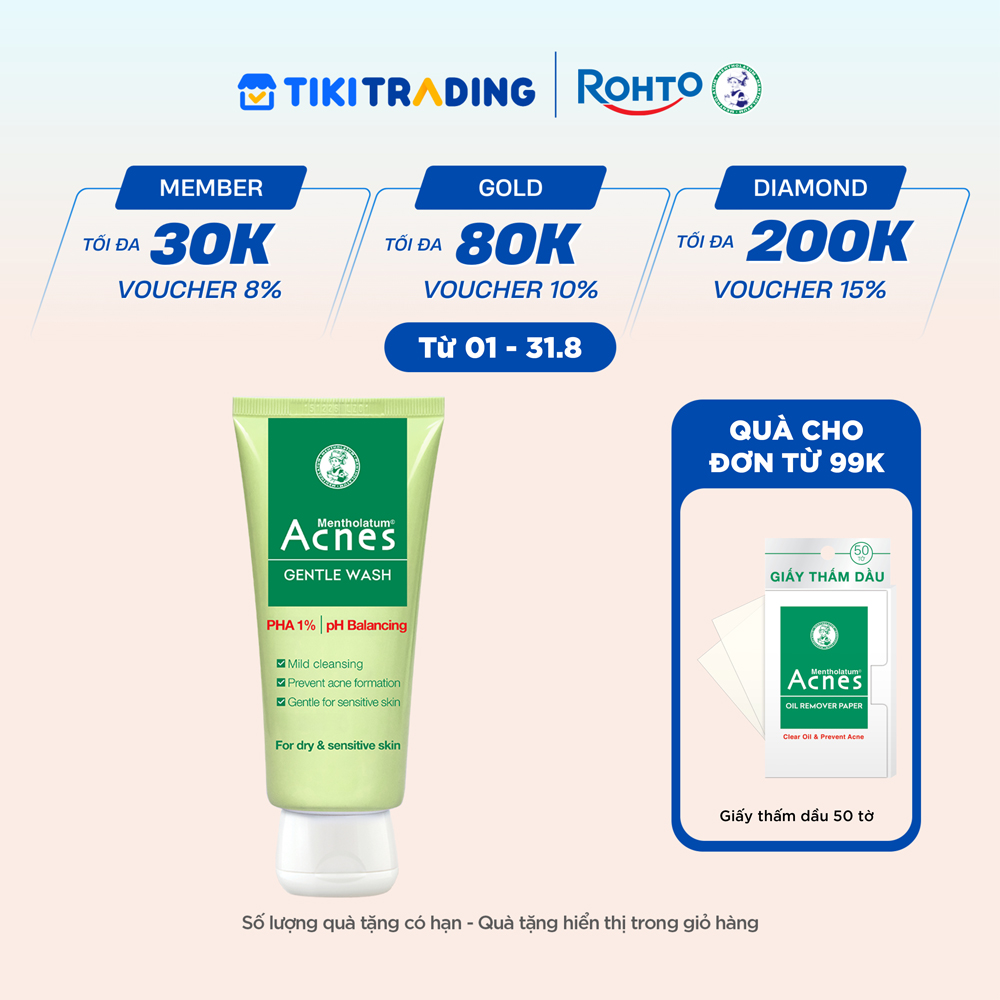Sữa rửa mặt ngăn ngừa mụn dạng gel Acnes Gentle Wash 100g