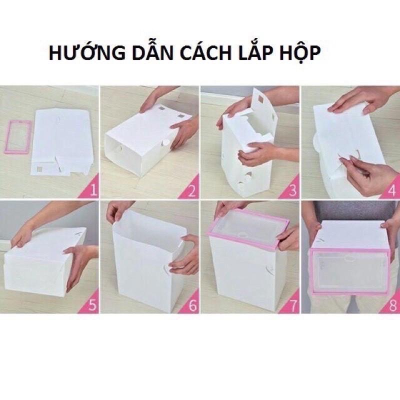 Hộp Đựng Giày Nắp Nhựa Cứng Trong Suốt , Size lớn Nhiều Màu