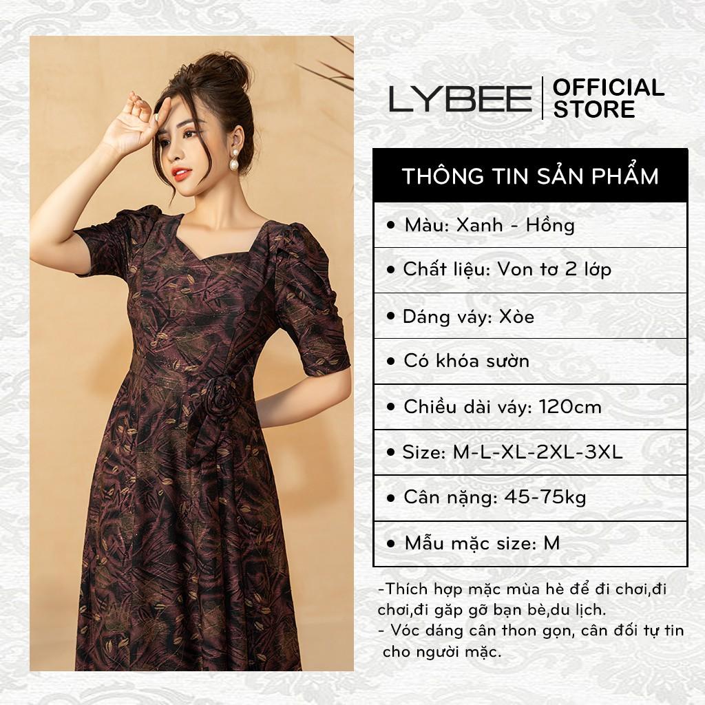 Đầm trung niên thiết kế LYBEE LV606 quà tặng cho mẹ chất thun kim sa cao cấp kích thước từ 45kg-70kg