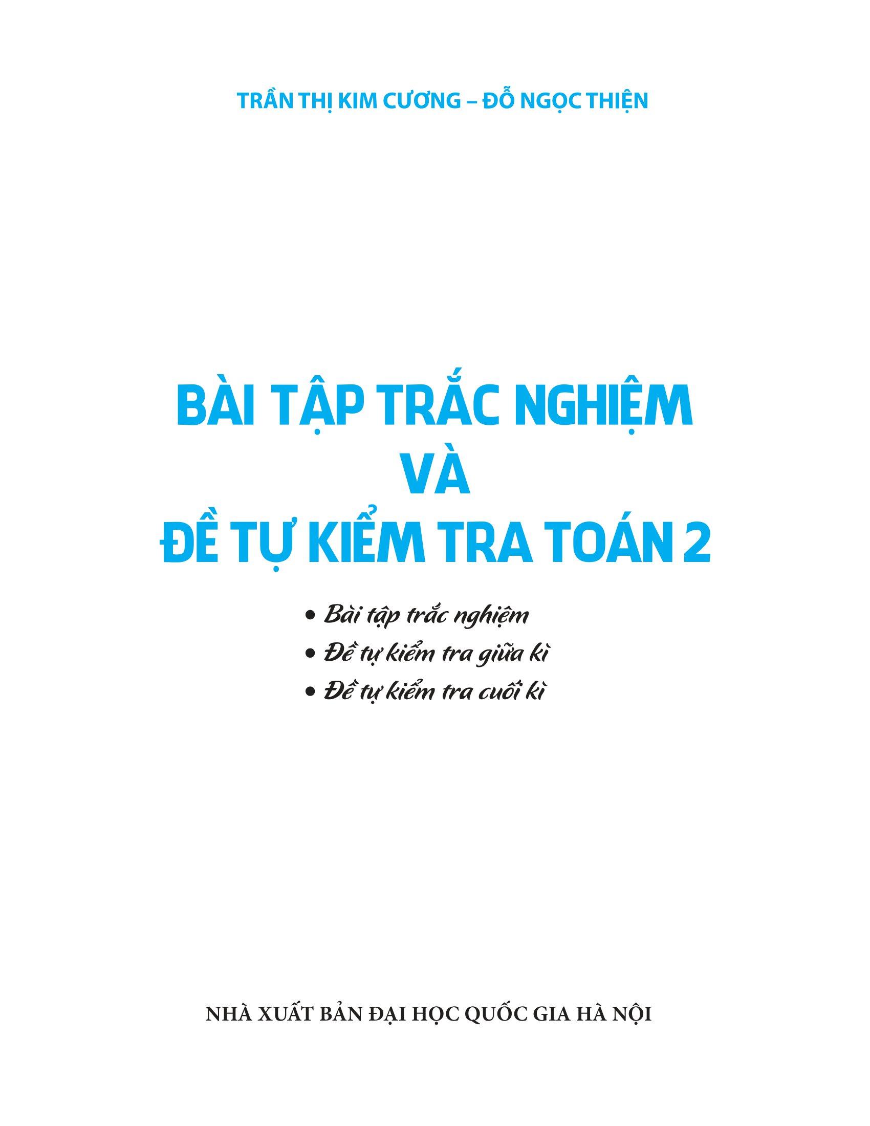 Bài Tập Trắc Nghiệm Và Đề Tự Kiểm Tra Toán 2 (2022)