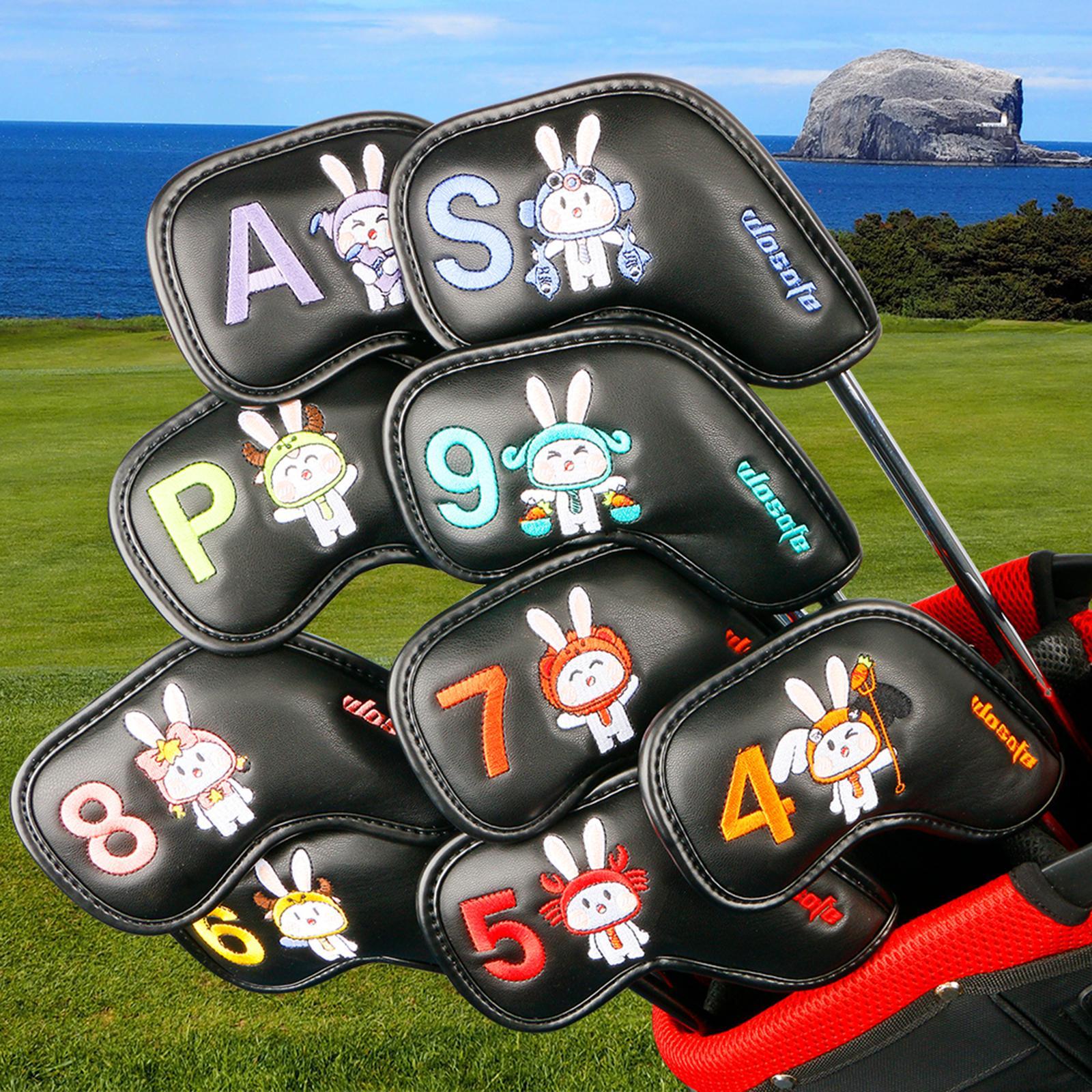 9x Golf Iron Club Head Covers Golf Wedge Iron Protective Headcover 4,5,6,7,8,9,P,A,S Lightweight Protector Golf Iron Headcover for Men Women