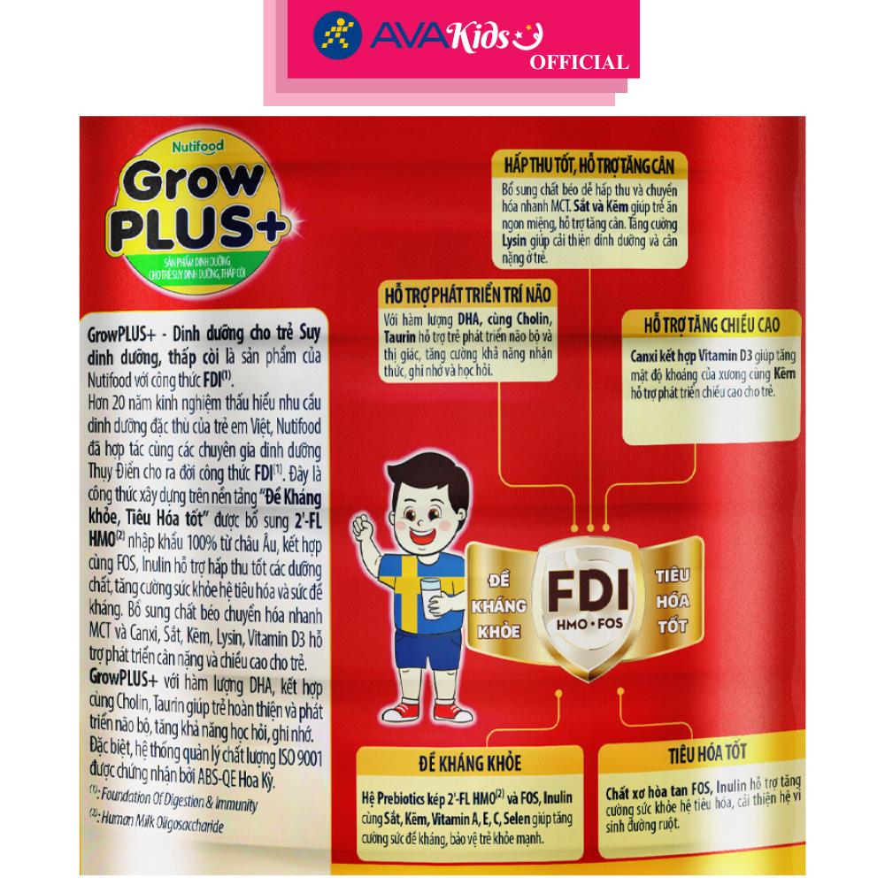 Sữa bột Nutifood GrowPLUS+ đỏ 2+ hương vani 1.5 kg (từ 2 tuổi) cho trẻ suy dinh dưỡng, thấp còi - Hàng Chính Hãng