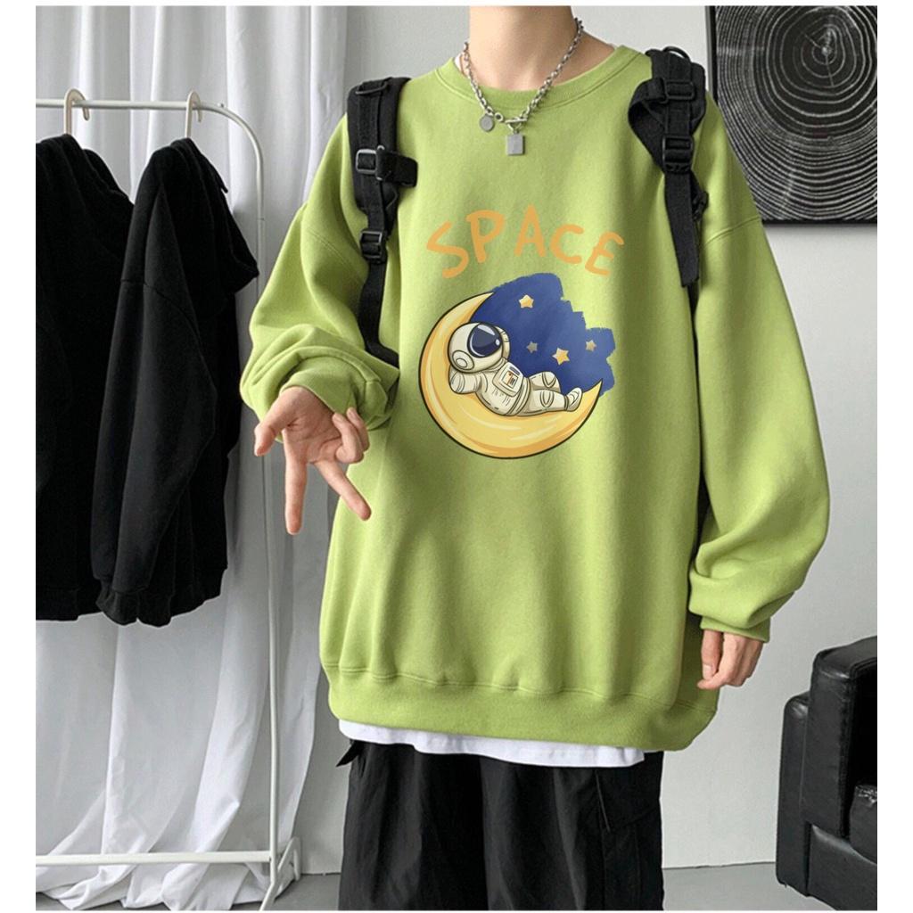 Áo sweater nỉ cổ tròn dài tay nam nữ họa tiết APSR Space