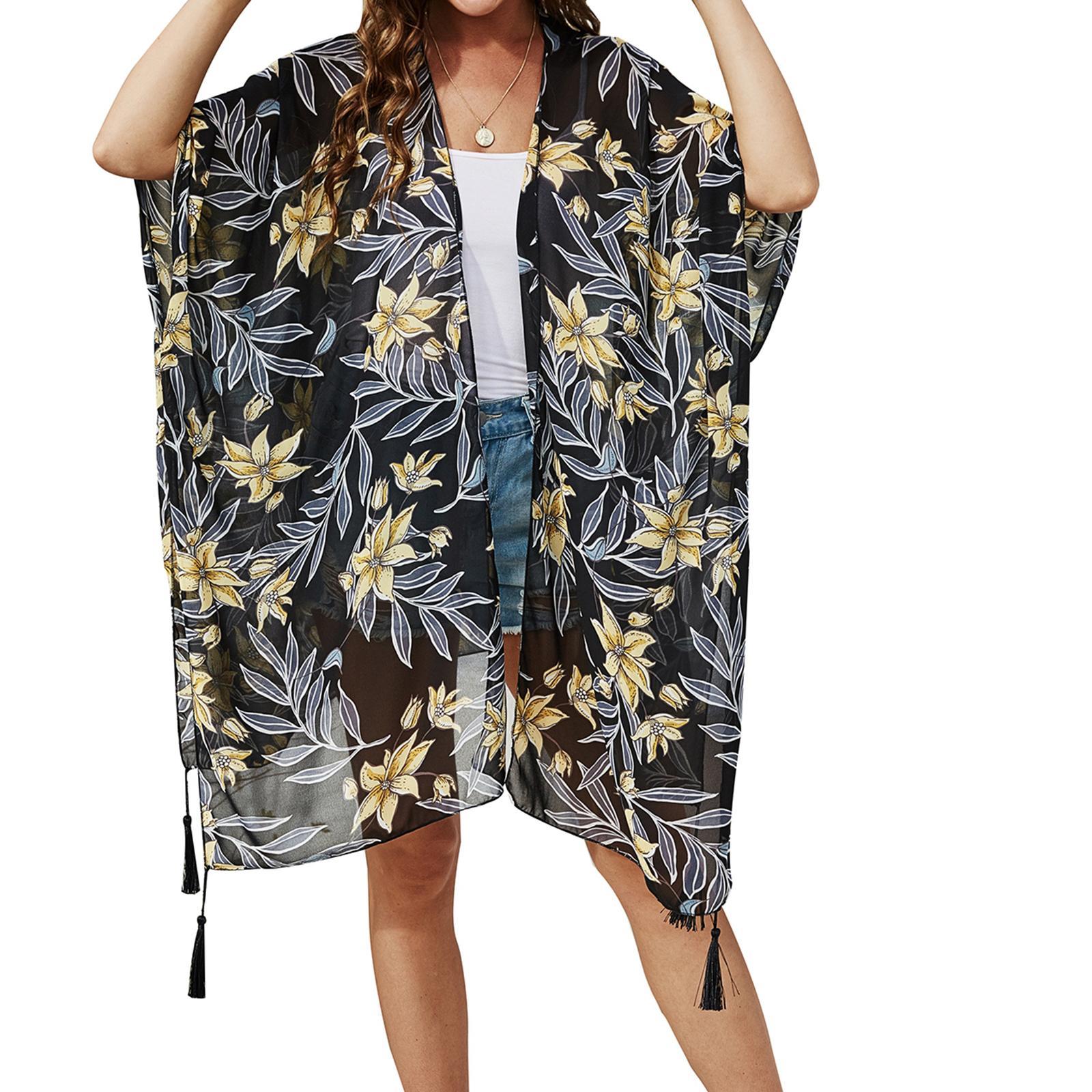 Lady Floral Jacket Loose Sun Protection Cardigan Beach Cover Up