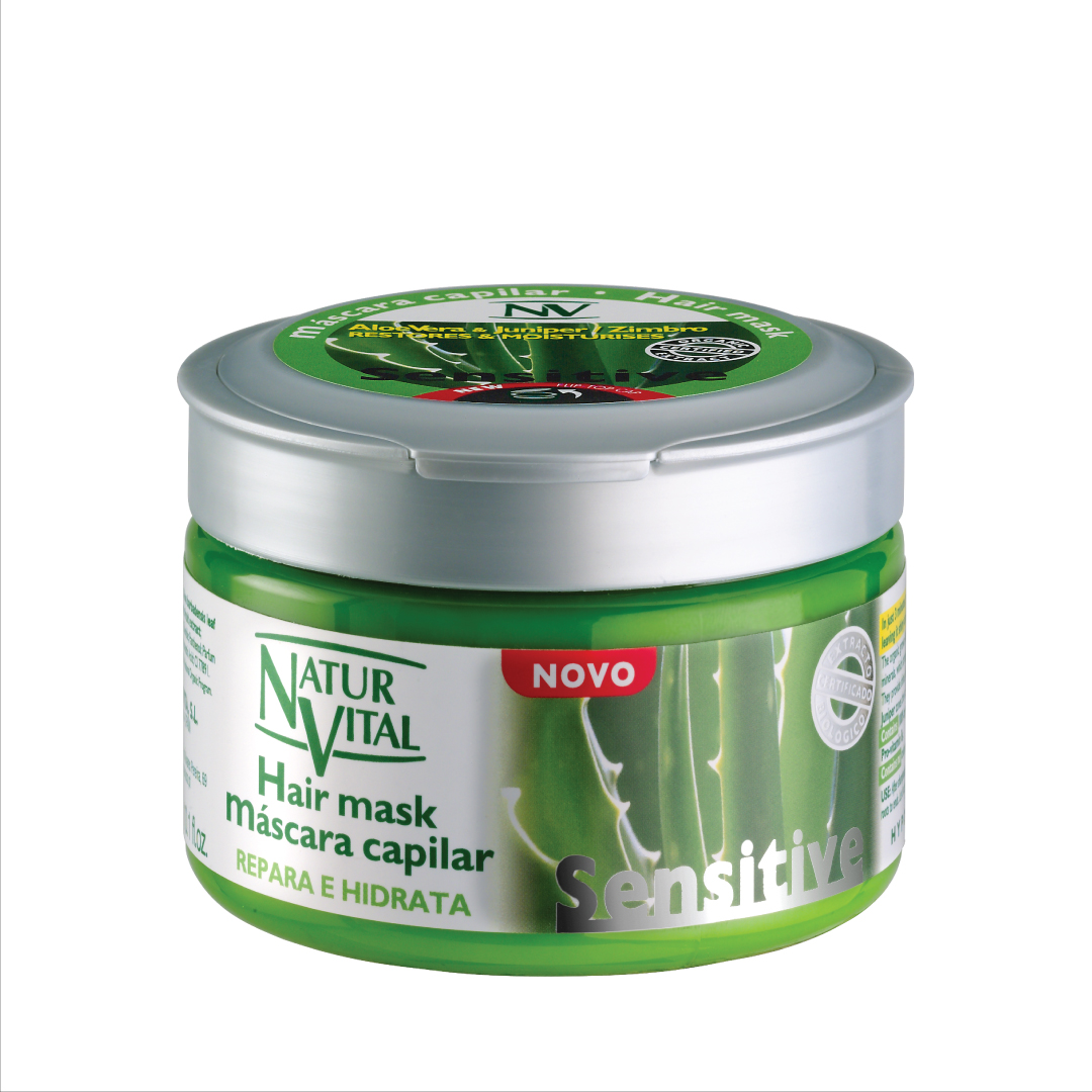 Mặt Nạ Tóc NaturVital Sensitive Hair Chiết Xuất Quả Bách Xù & Nha Đam Giúp Thanh Lọc Da Đầu, Mang Đến Độ Bóng Và Mềm Mượt