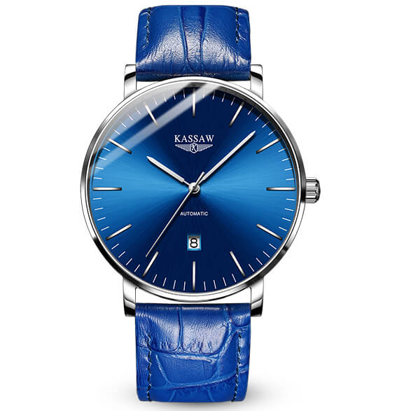 Đồng hồ nam chính hãng KASSAW K862-3 chống nước,chống xước,kính sapphire ,mặt đen dây da thép không gỉ 316L ,hàng mới 100% ,Đồng hồ cơ ,Thiết kế đơn giản và sang trọng