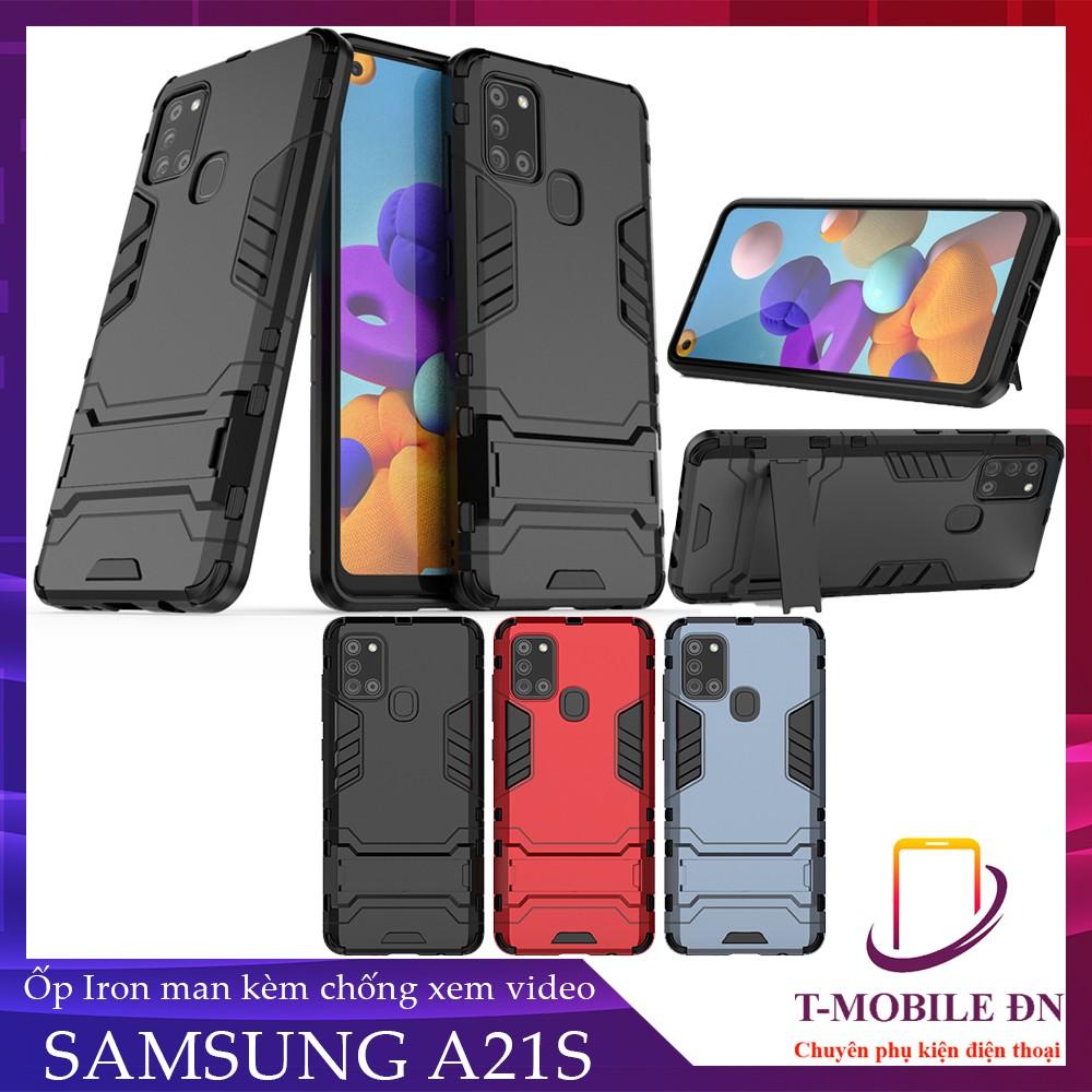 Ốp lưng cho Samsung A21S IRON MAN chống sốc bảo vệ viền và camera kèm chống xem video tiện lợi
