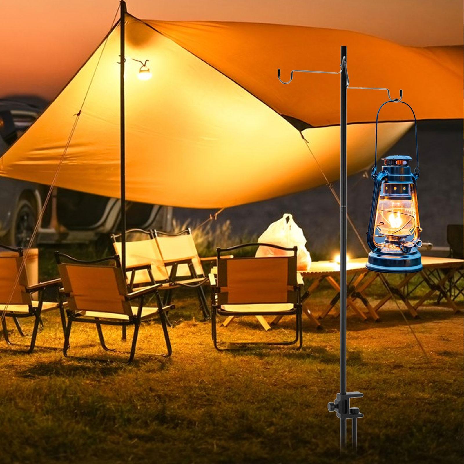 Outdoor Lamp Pole, Camping Lantern Stand Hanging Tent Light Holder Multifunction Light Stand Hanger Lamp Hook Stand for Fishing, BBQ, Garden