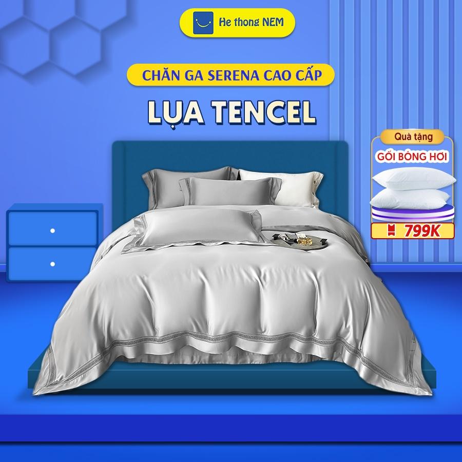 Bộ Ga Trải Giường Lụa Tencel Cao Cấp SERENA Chính Hãng Bộ Chăn Ga Gối Đệm Nệm 5 Món Ra Giường Tencel Lụa