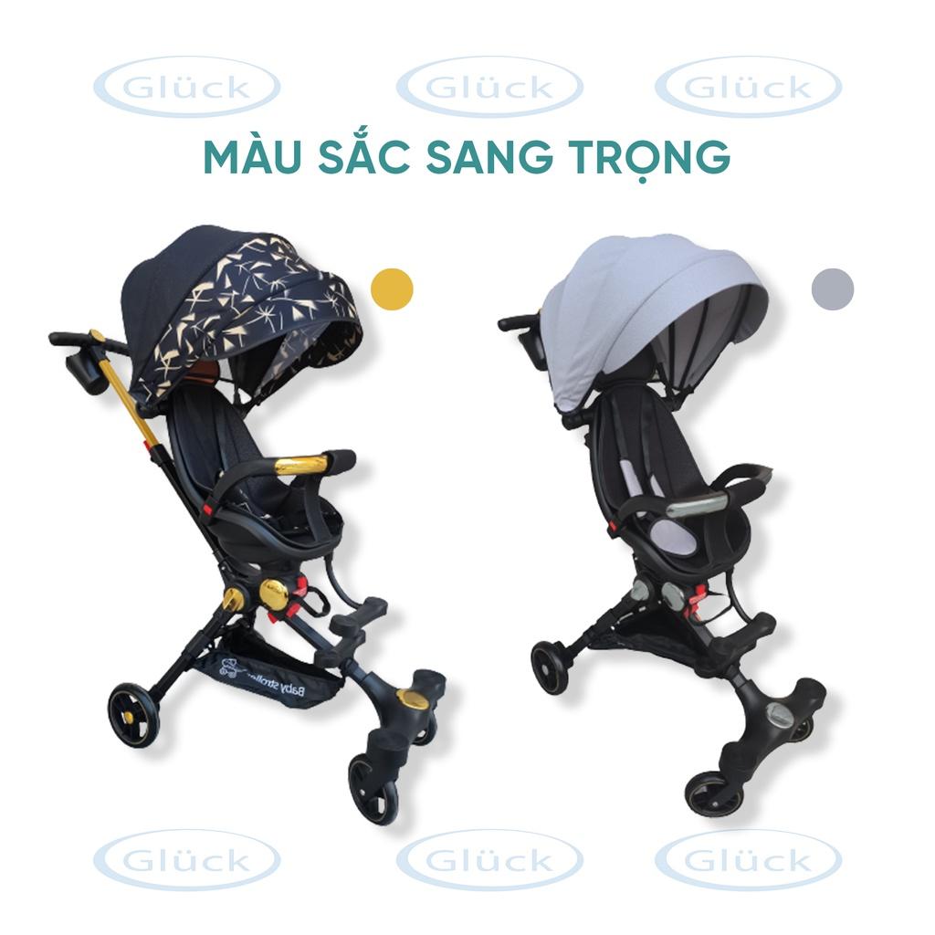 Xe đẩy em bé xoay 360 độ, xe đẩy cho bé sơ sinh gấp gọn tay cầm giúp ba mẹ điều khiển dễ dàng, xe đẩy em bé GLUCK BABY