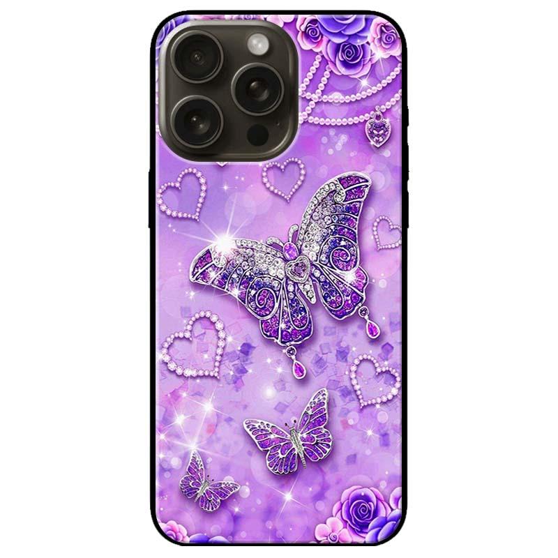 Ốp lưng dành cho Iphone 15 - Iphone 15 Plus - Iphone 15 Pro - Iphone 15 Pro Max - Bướm Hoa Xanh - Hàng Chính Hãng