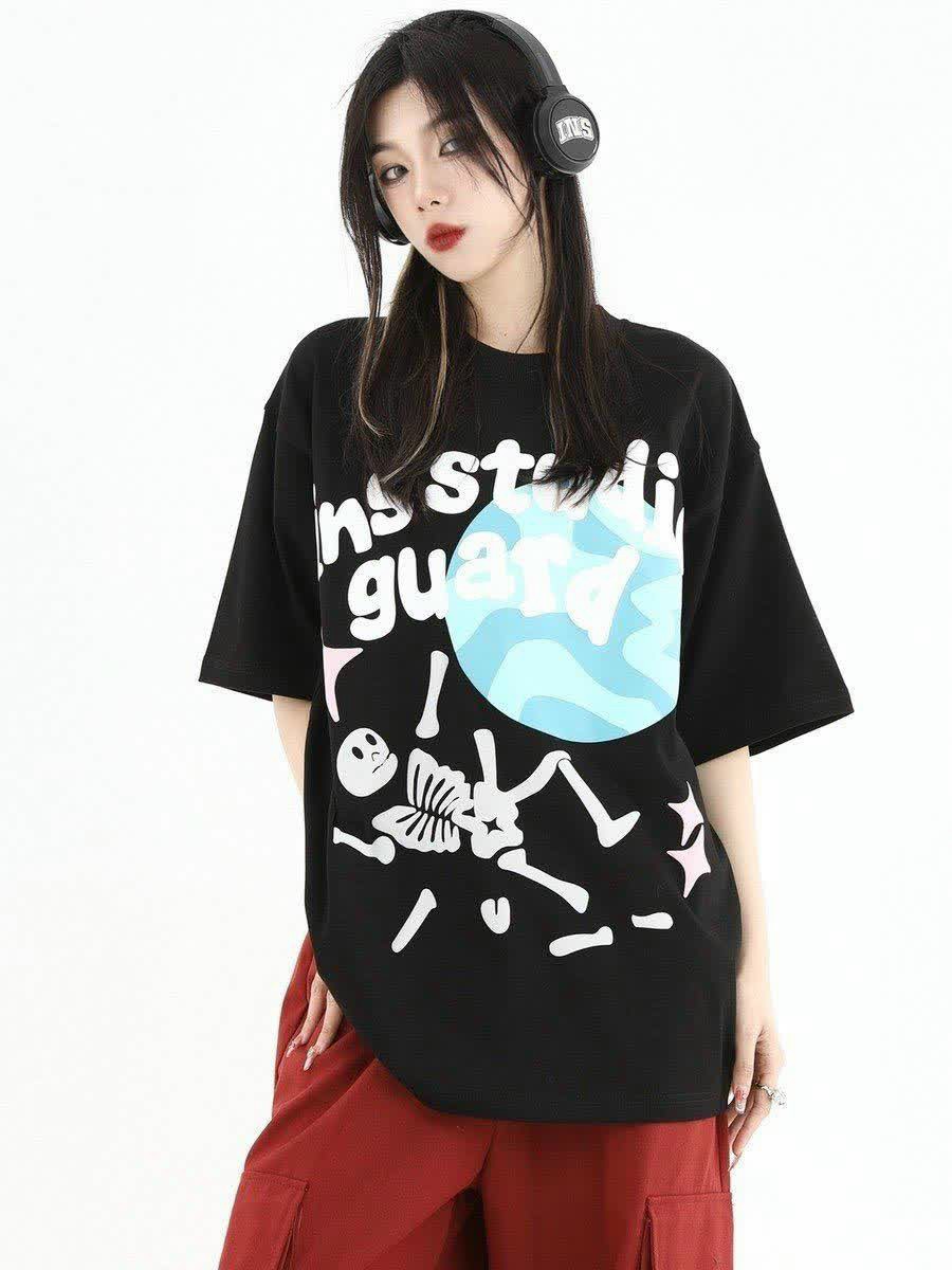 Áo thun tay lỡ nam nữ cotton thoáng mát Lost In Space, áo thun cặp đôi
