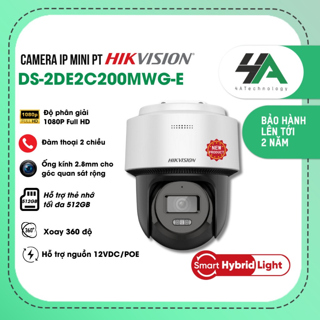 Hình ảnh Camera Hikvision  IP  Mini PT Smart Hybird Light 4MP và 2Mp đàm thoại 2 chiều-Hàng chính hãng