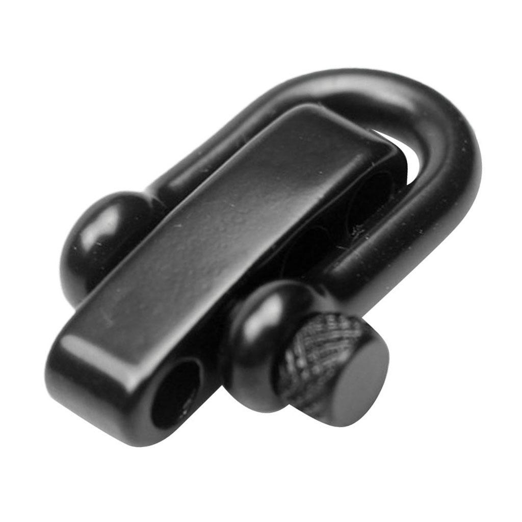 6xU Flat Adjustable Shackle Buckle Clasp for Survival Paracord Bracelet Black