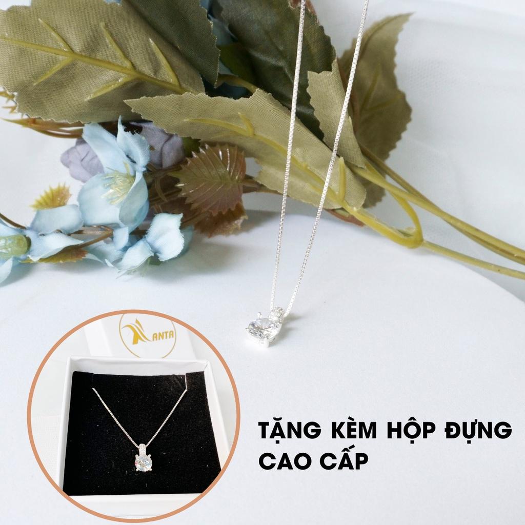 Dây chuyền bạc ATJ9069 cao cấp , vòng cổ mặt nụ đá tròn ANTA Jewelry
