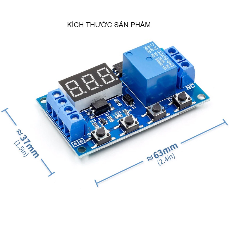 Module mạch Relay timer rơ le thời gian trễ XY-J02 tự động tắt, bật theo chu kỳ do ta cài đặt