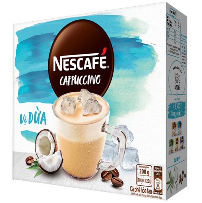 [Tặng 1 Túi du lịch màu ngẫu nhiên] Combo 4 hộp Cà phê hòa tan NESCAFÉ Cappuccino
