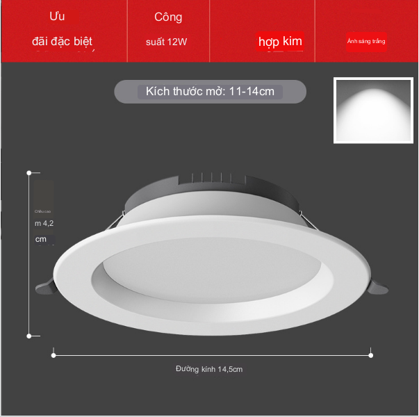 Đèn LED Ốp Trần CRI Germany Tech 12W 6000K - ánh sáng trắng