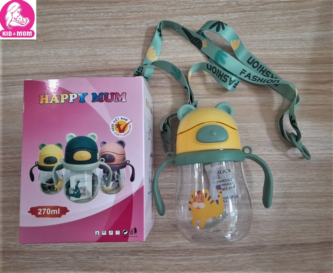 Bình uống nước có dây đeo Happy Mum hàng Việt Nam chất lượng cao 270ml