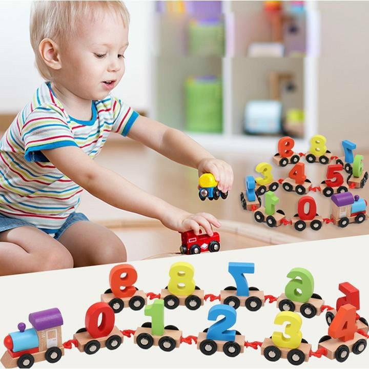 Đồ chơi đoàn tàu chở số bằng gỗ loại 1 cho bé vừa chơi vừa học