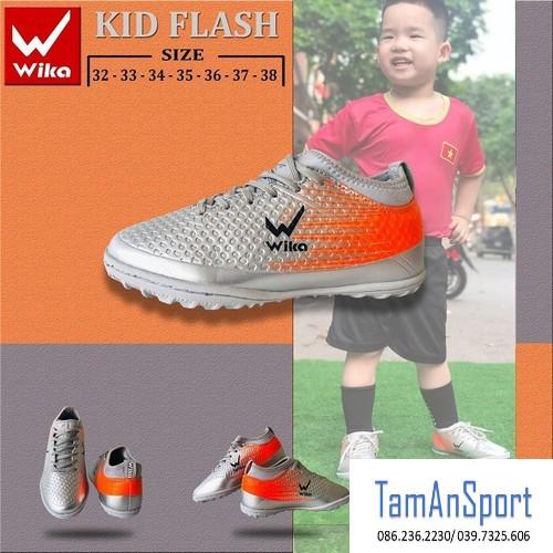 Giày bóng đá Wika Flash Kid ôm chân siêu bền, đinh TF khâu full đế, giày đá banh, giày sân cỏ nhân tạo ( tặng tất)