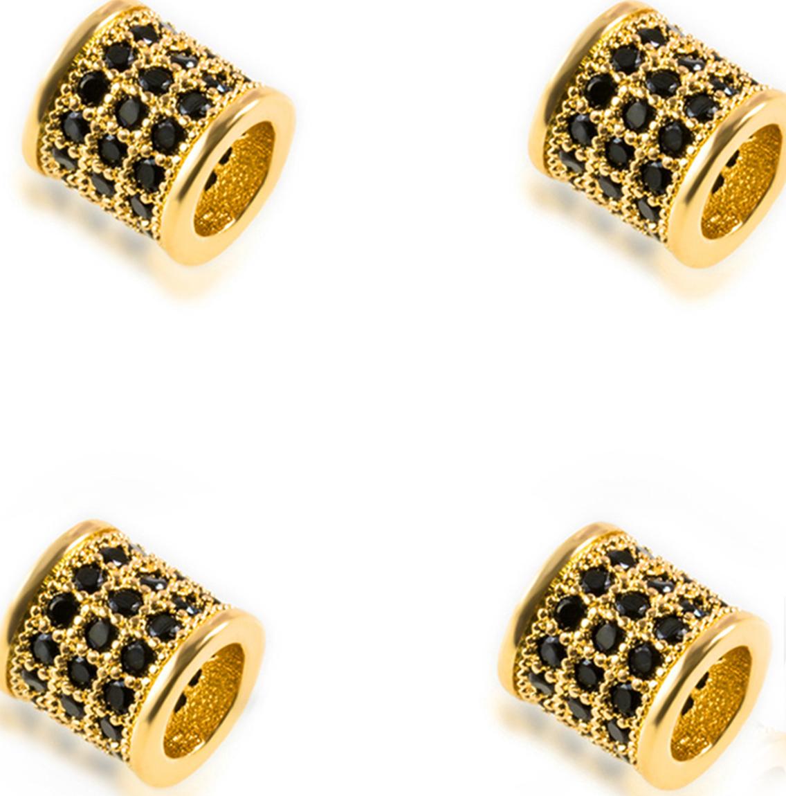 Combo 4 cái charm hợp kim đính đá hình trụ tròn  xỏ ngang -  Ngọc Quý Gemstones