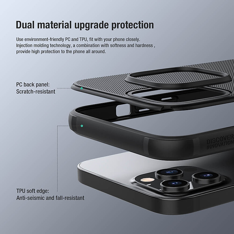 Ốp lưng cho iPhone 13 Pro Max chống sốc mặt lưng nhám hiệu Nillkin Super Frosted Shield Pro cho khả năng chống sốc cực tốt, chất liệu cao cấp, mặt lưng nhám sang trọng - Hàng nhập khẩu