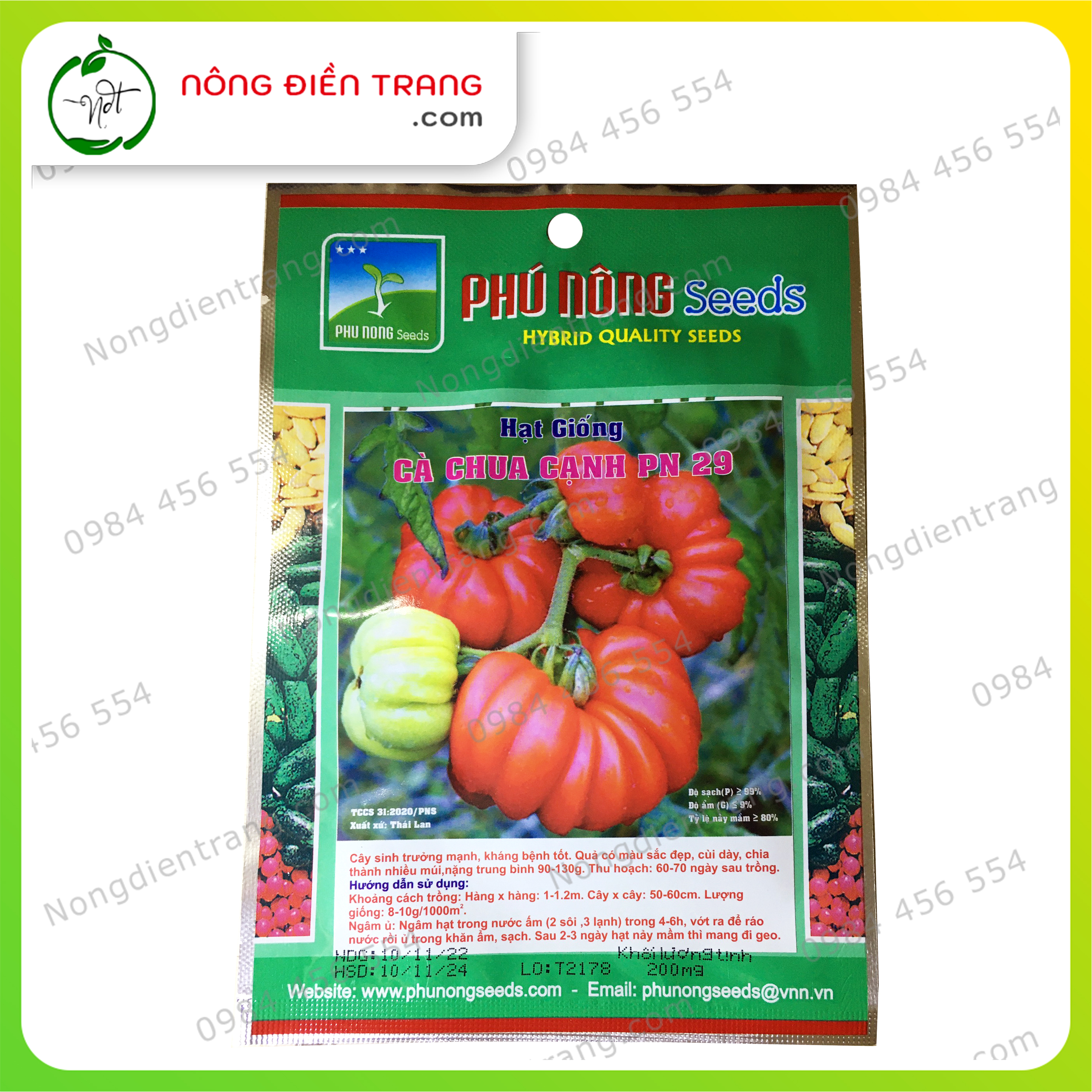 Hạt Giống Cà Chua Cạnh Phú Nông - Gói 0.1g - Cà Chua Múi Quạt Khổng Lồ SInh Trưởng Khỏe, kháng Bệnh Tốt VTNN Nông Điền Trang