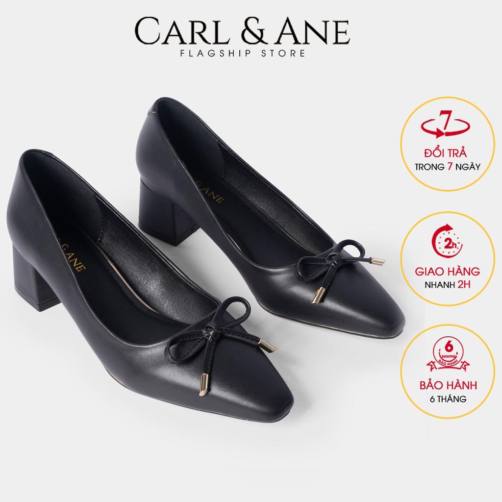 Carl &amp; Ane - Giày cao gót phối nơ cao 5cm màu trắng _ CP006