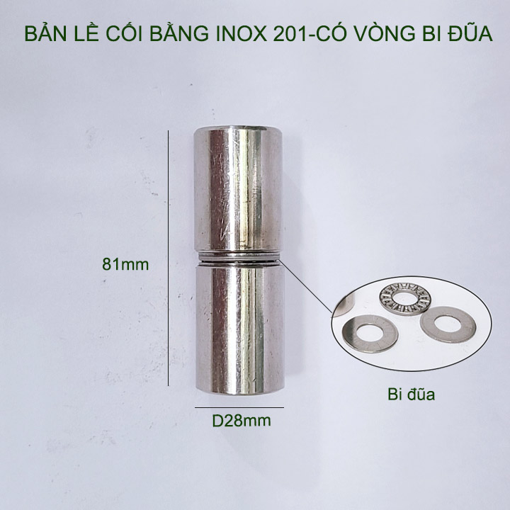 01 Bản lề cối xoay inox 201 có vòng bi đũa, đường kính 28mm