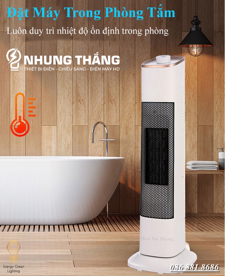 Máy Sưởi Cây HHN2202 Quạt Sưởi Để Sàn - Công Nghệ Sưởi Gốm PTC - Làm Nóng Nhanh - Hẹn Giờ Tắt - Tiết Kiệm Điện Năng - Chế Độ Quay Tỏa Nhiệt Đều - Có Video