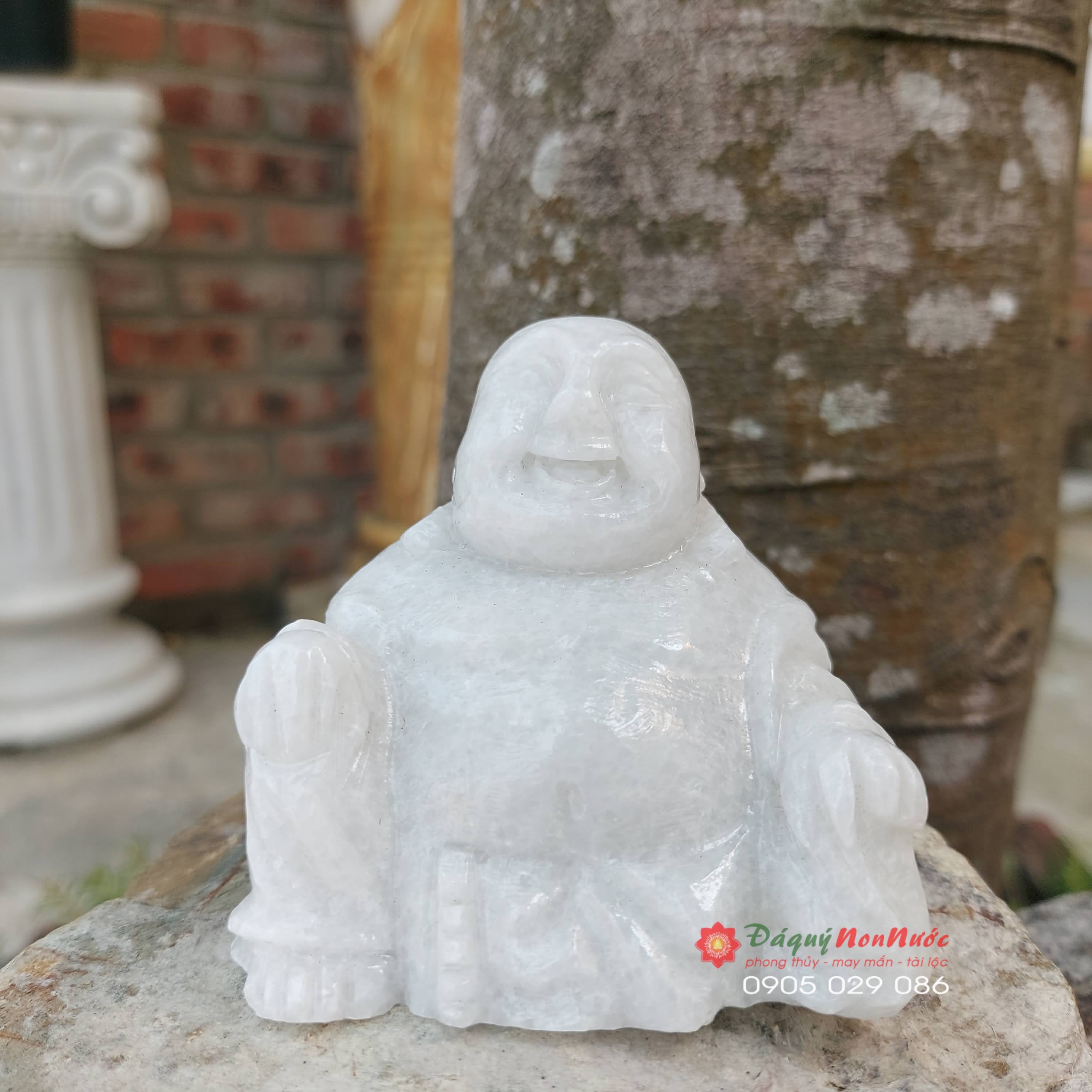 Tượng Phật Di lặc đá trắng 6cm - đá Non Nước