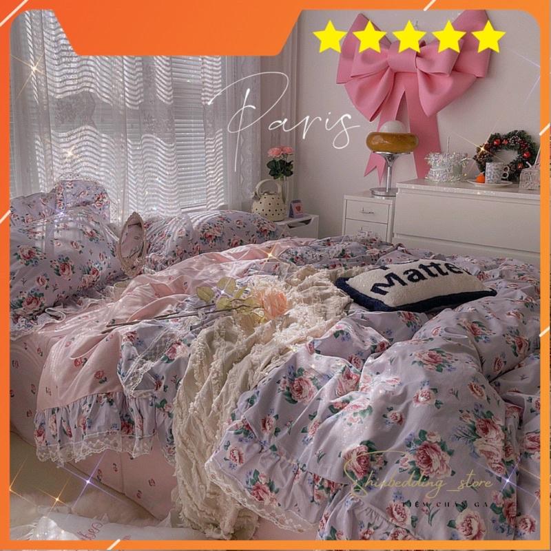 Set Chăn Ga Hoa Hàn Cotton Ren Hàng Cao Cấp 7 Mẫu Cực Sang Chảnh (Shinbedding_store)