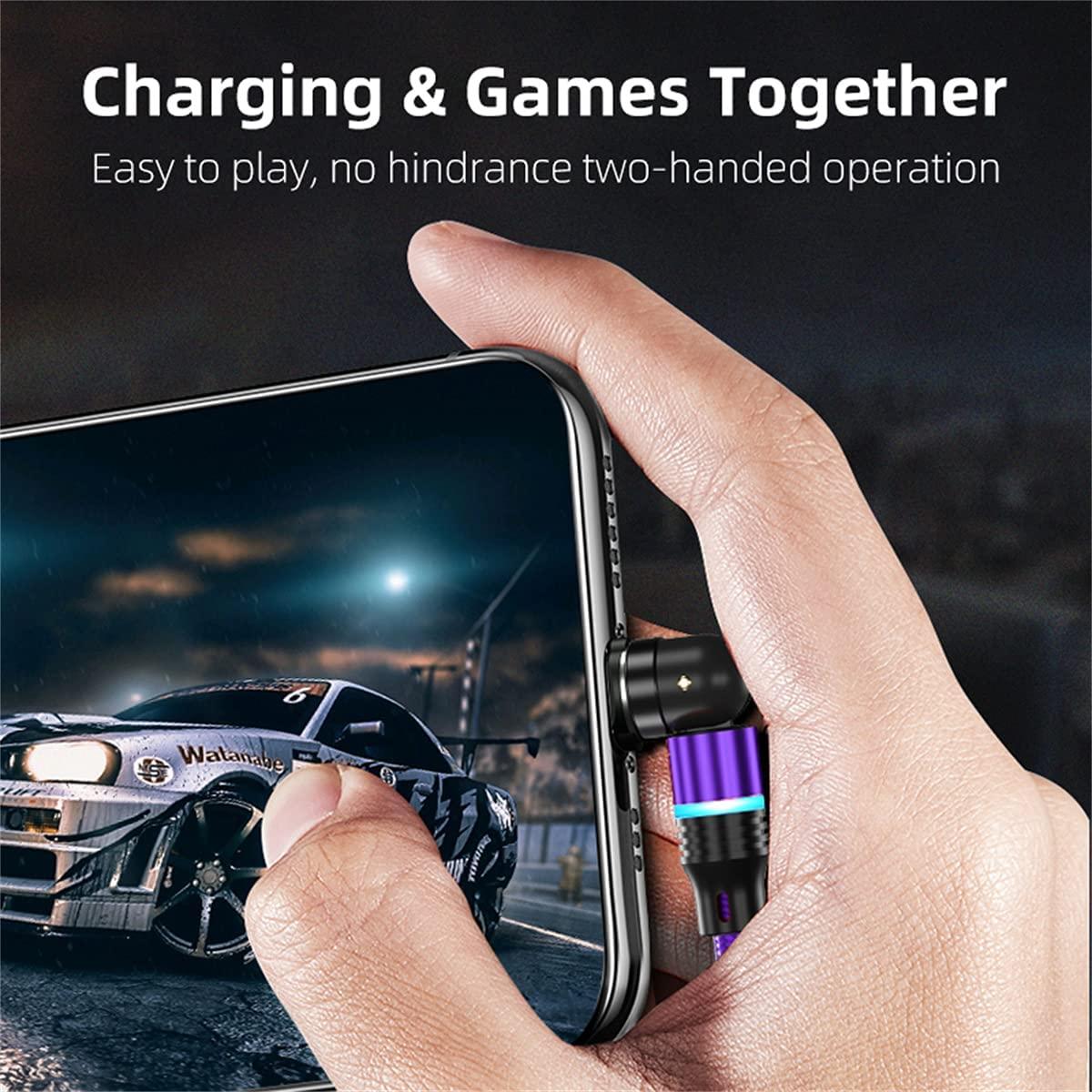 Cáp sạc từ 3a/điện tích nhanh/Đồng bộ hóa dữ liệu Cáp USB từ tính 360 ° + 180 ° Xoay 3 trong 1 Cáp cho tất cả điện thoại Android/Micro USB/Loại C/USB C Điện thoại thông minh