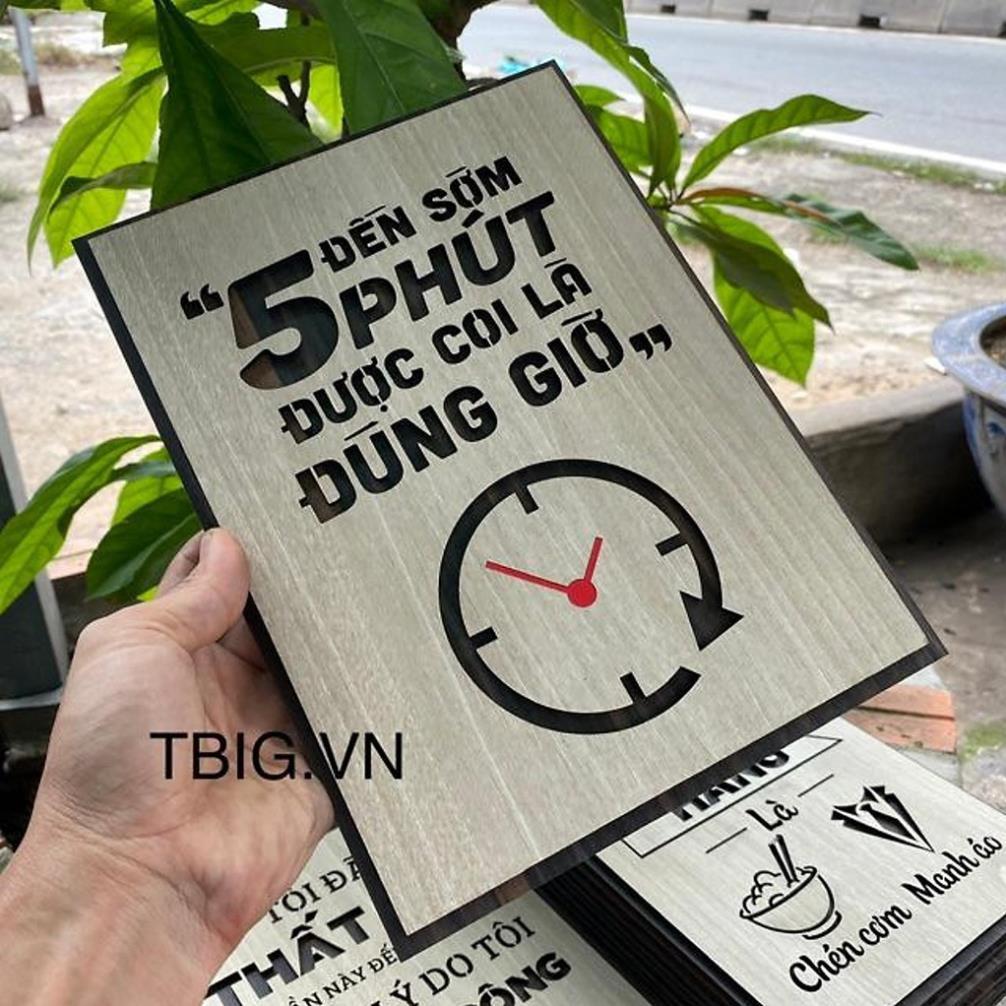 Tranh Decor quán Cafe Trà Sữa TBIG057 nâng cao trách nhiệm nhân viên "đến sớm 5 phút được gọi là đúng giờ"