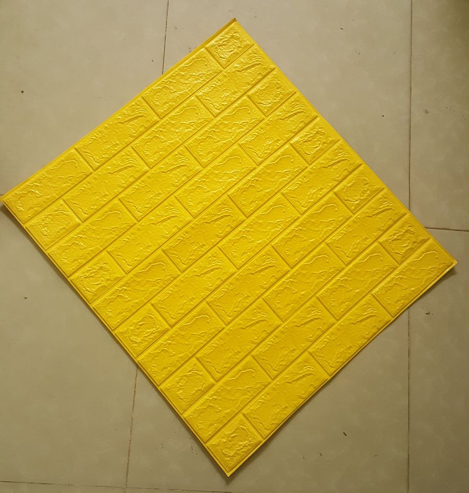 Bộ 10 Tấm Xốp Dán Tường Giả Gạch 3D Màu Vàng Đậm 70cmx77cm