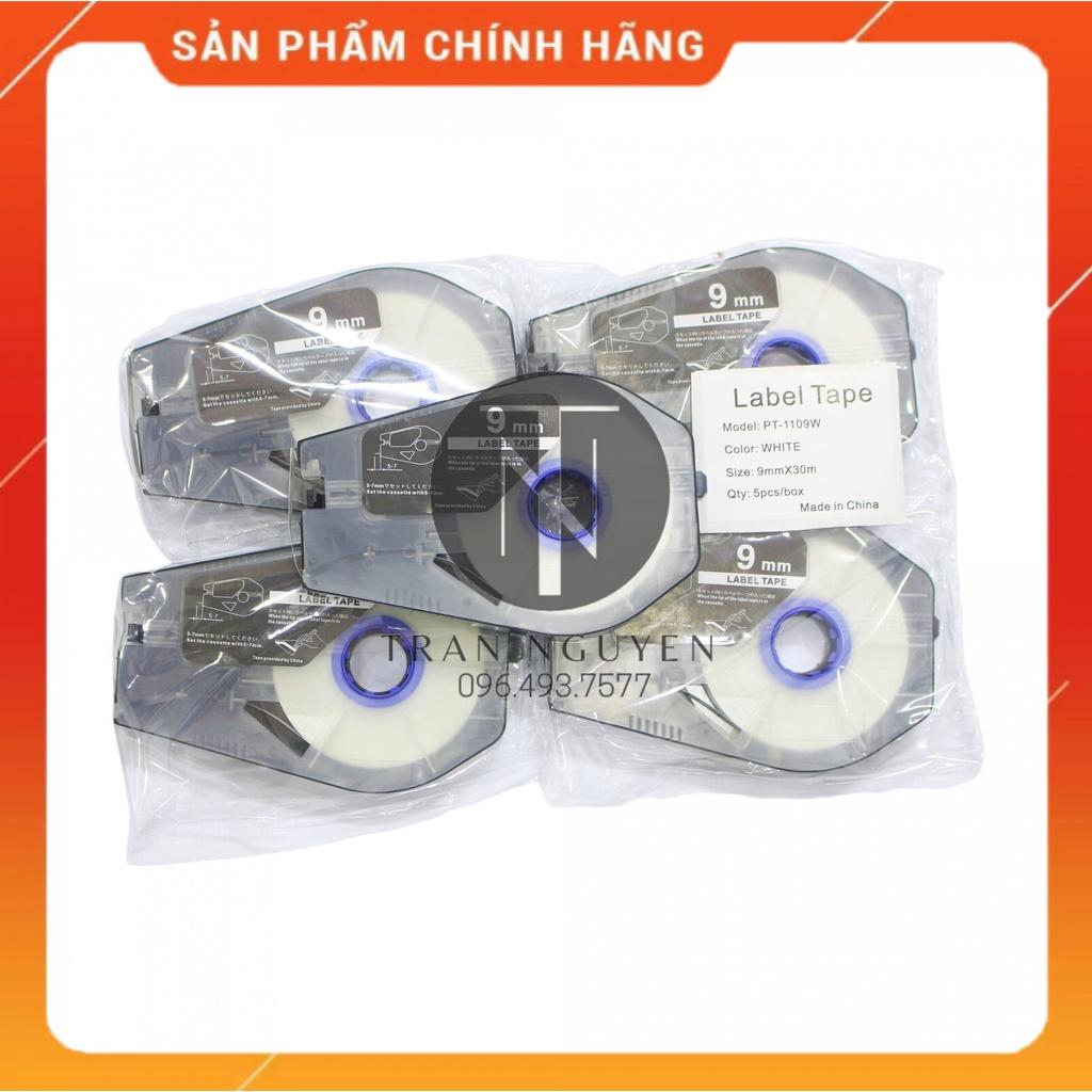 [Combo 3 cuộn] Nhãn in Canon PT-1109w - Đen nền trắng - 9mm x 30m - Hàng nhập khẩu