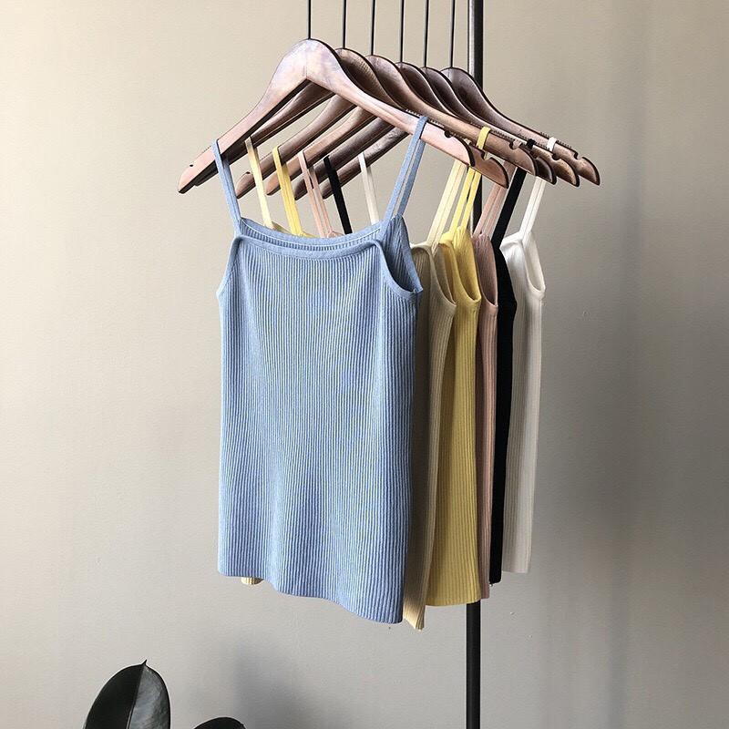 ÁO 2 DÂY DỆT KIM CỔ NGANG CO GIÃN TỐT