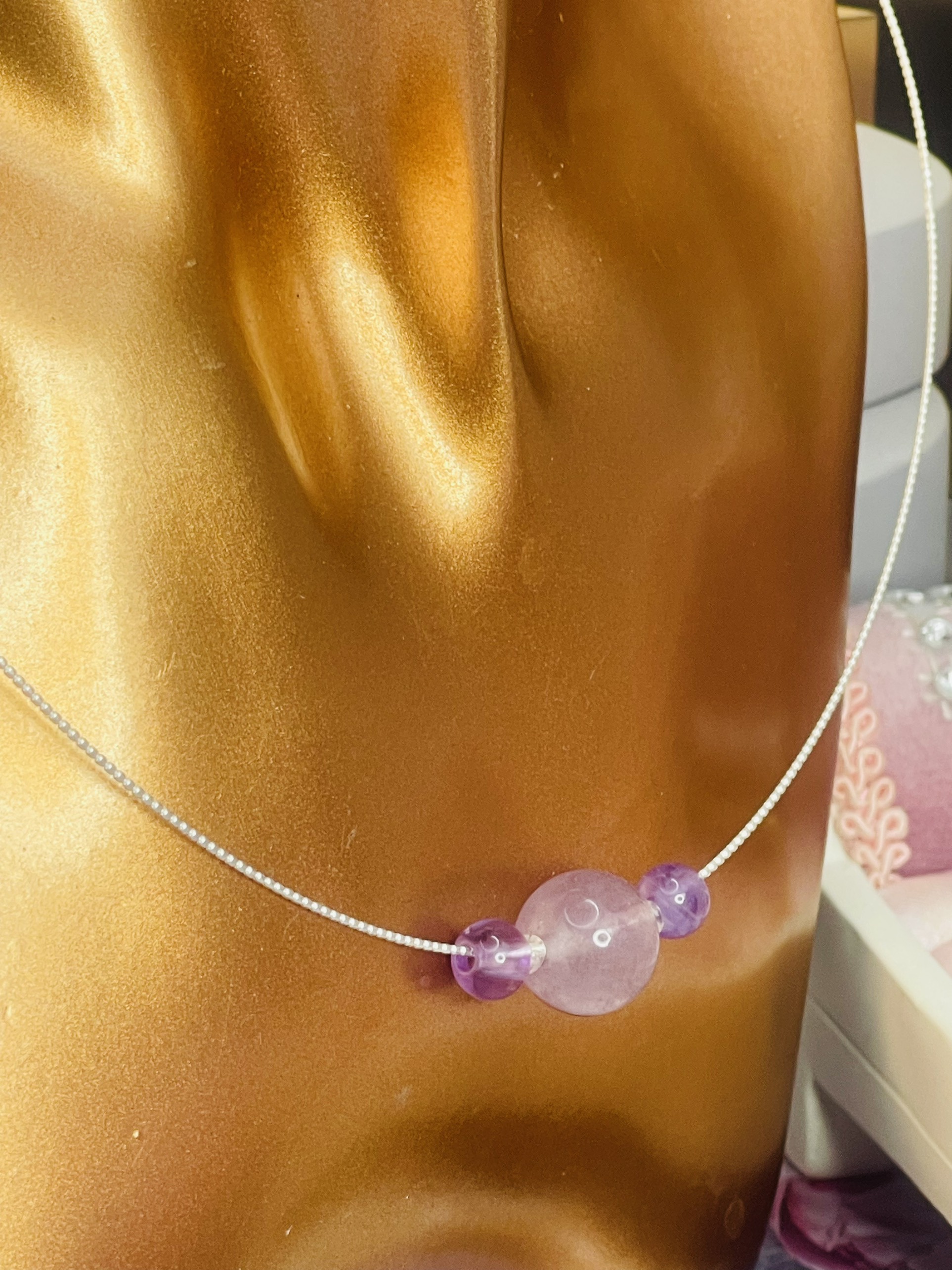 Dây cổ dạng kiềng Bạc 925 Đá Florite
