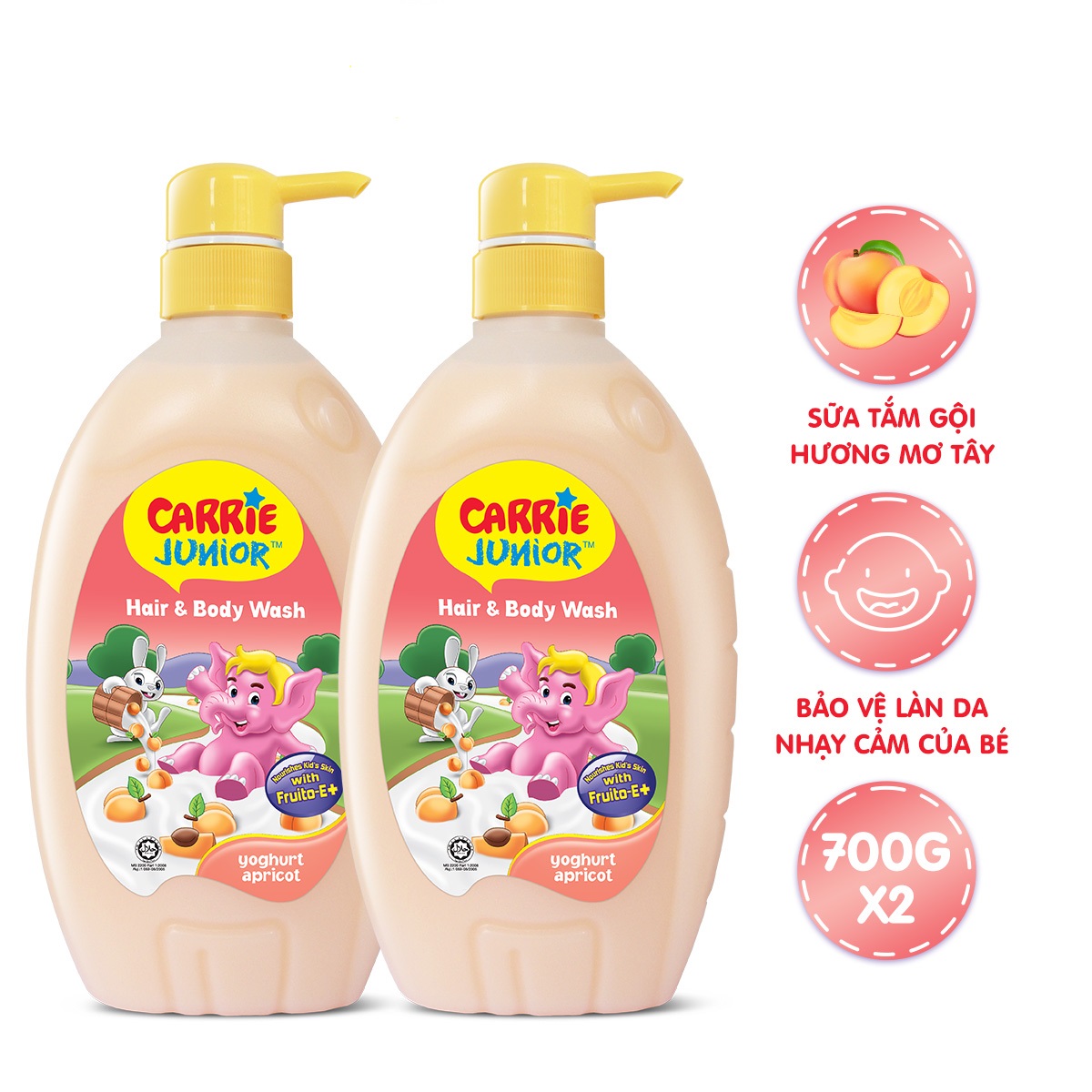 Combo 2 Chai Sữa Tắm Carrie Junior Yoghurt Hương Mơ Tây ( 700g x 2)