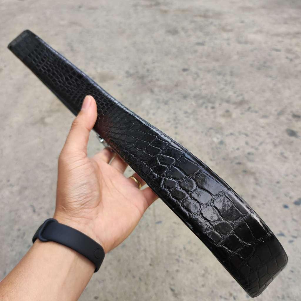 Dây lưng da cá sấu BẢN LỚN phù hợp bụng bia. Da bụng có vân đẹp linh hoạt!