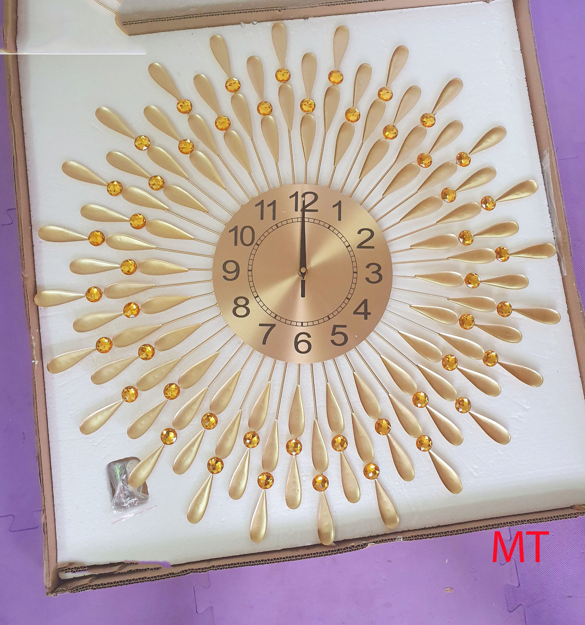 Đồng hồ treo tường trang trí decor MT giọt nước Mặt Trời Vàng kích thước 70 x 70 cm