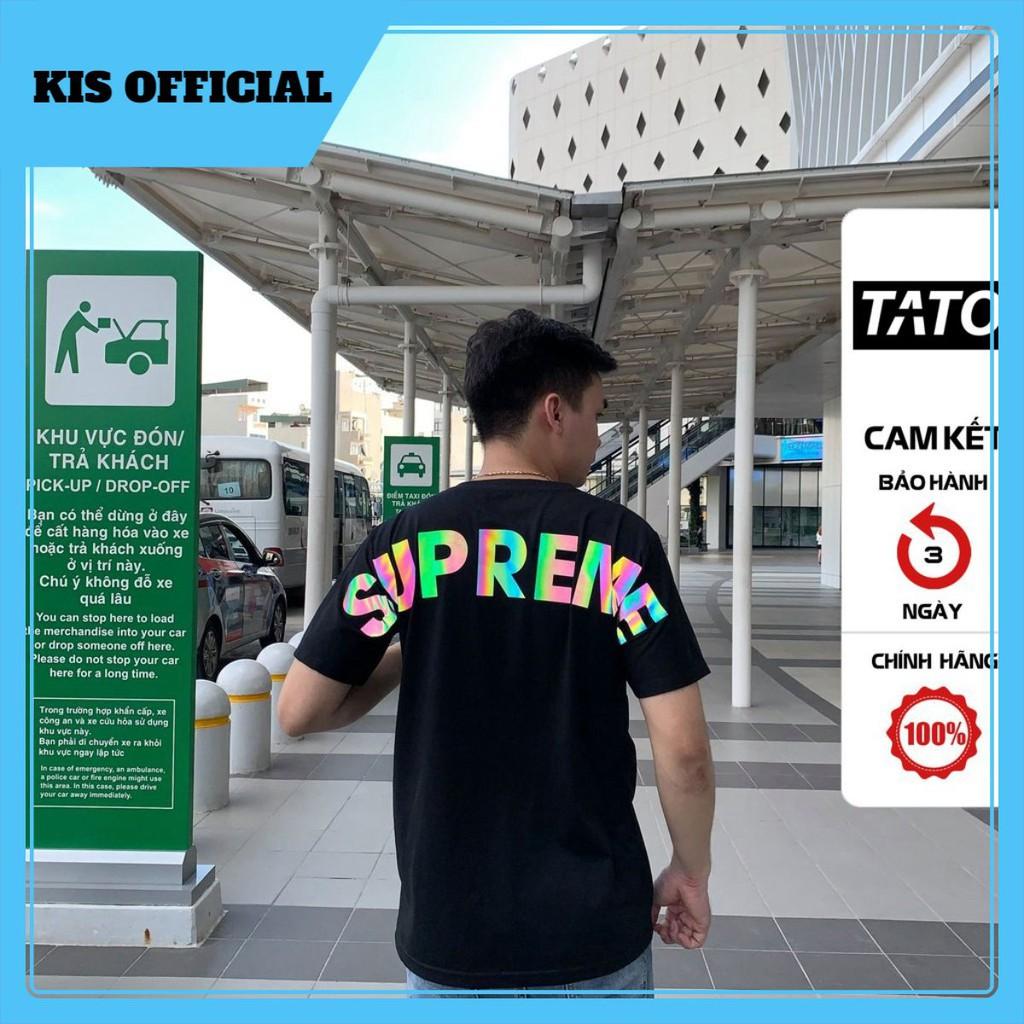 Áo thun unisex In hiệu ứng Hologram chữ Supreme Bản Limited Phản Quang 7Màu Áo phông cotton cổ tròn nam nữ TATO_OFFICIAL