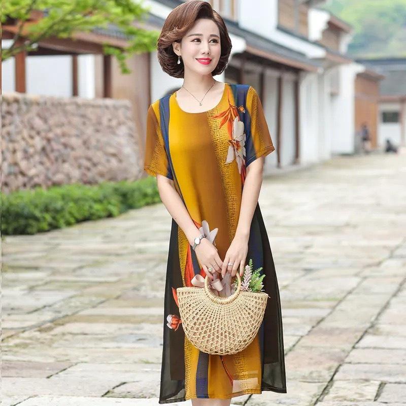 Đầm Trung Niên Nữ, Mẫu Váy Trung Niên In Hoa Cho Mẹ Đi Tiệc Sang Trọng Lịch Sự