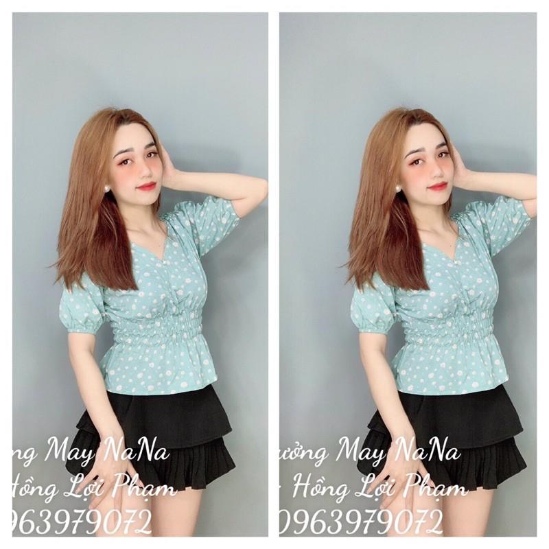 Áo kiểu hoa nhí cổ V (hình thật +video)