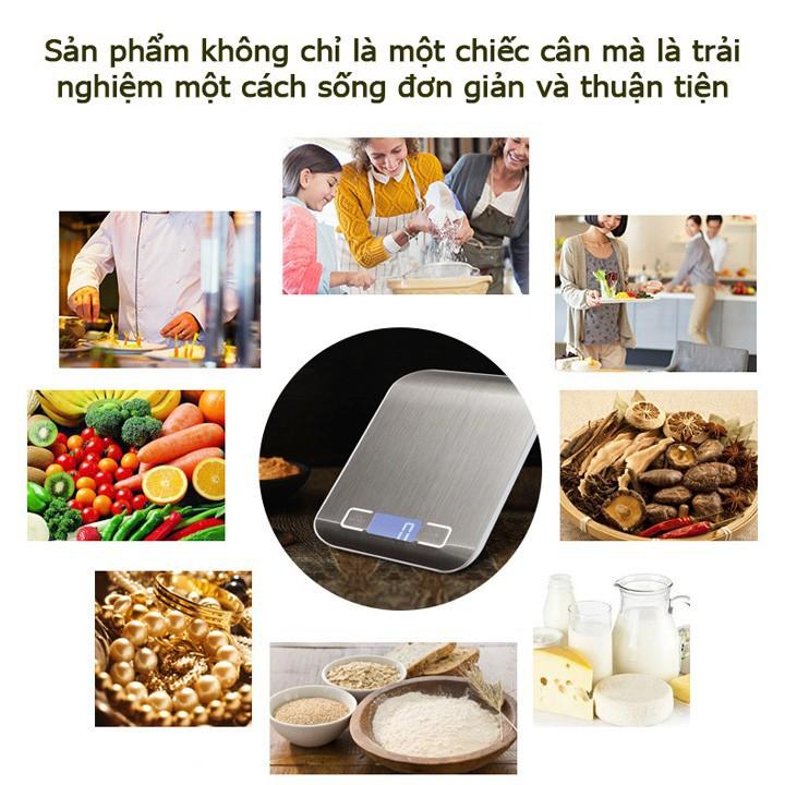 Cân Nhà Bếp Điện Tử Mini Độ Chính Xác Cao, Chống Nước Mặt Inox Không Gỉ 1g- 5kg, 1g-10kg