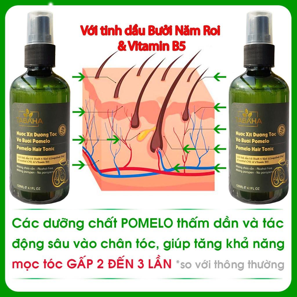 Nước xịt dưỡng tóc tinh dầu vỏ bưởi Tabaha 120ml giảm rụng tóc cho mẹ sau sinh