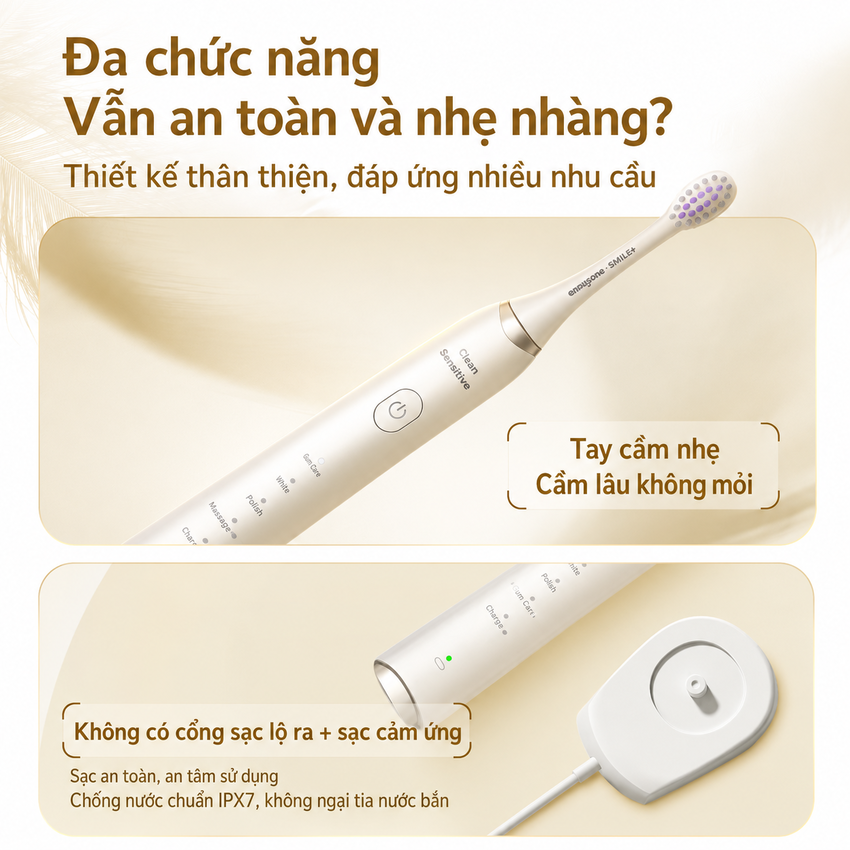Bàn chải đánh răng điện Philips Sonicare Gentle Multi-effec Serial 3900 HX2491/01 - Hàng Chính Hãng