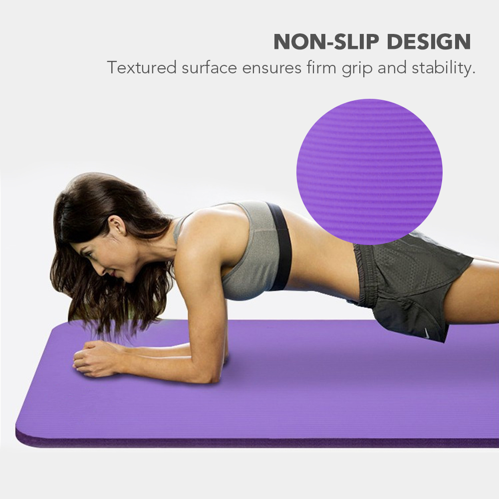 Thảm tập Yoga dày 10mm bằng bọt NBR chất lượng cao, nhẹ và bền không trơn trượt với dây đeo và túi lưới
