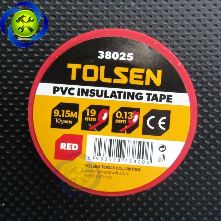 Băng keo điện đỏ Tolsen 38025 dài 9.15M dày 0.13mm bảng 19mm